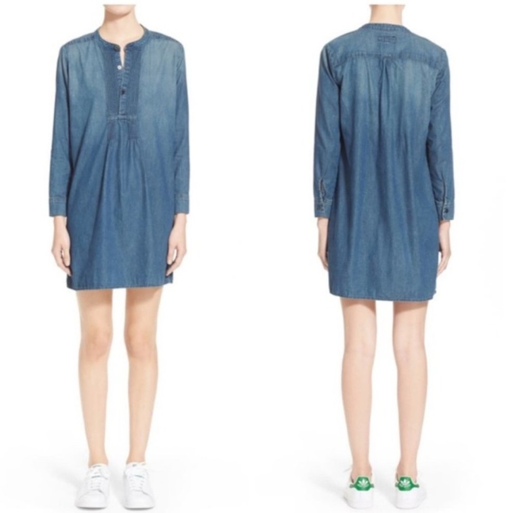 Current Elliott Pintuck Chambray Shirtdress L